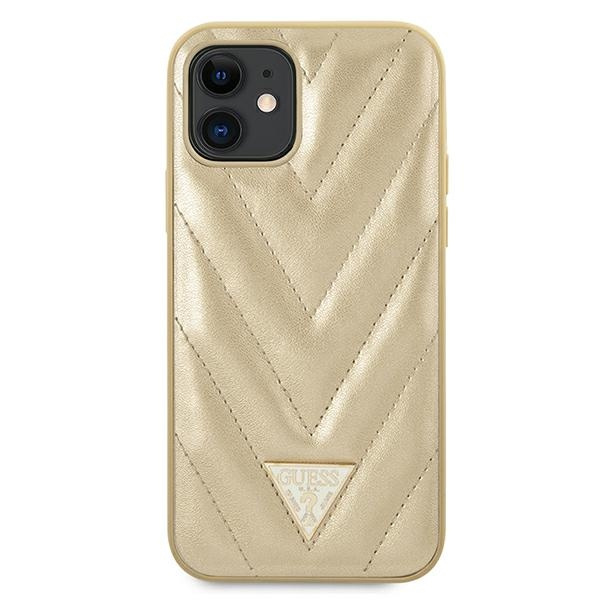 Coque GUESS Apple iPhone 12 Collection Mini V-Quilted GUHCP12SPUVQTMLBE Gold Hardcase