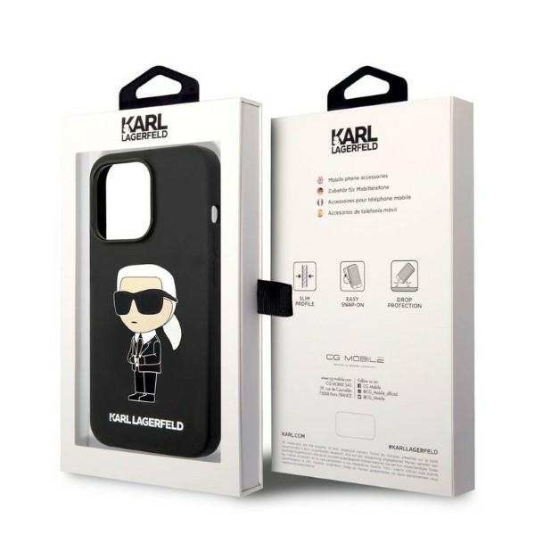 Puzdro Karl Lagerfeld iPhone 14 Pro 6,1" hardcase black/black Silicone Ikonik