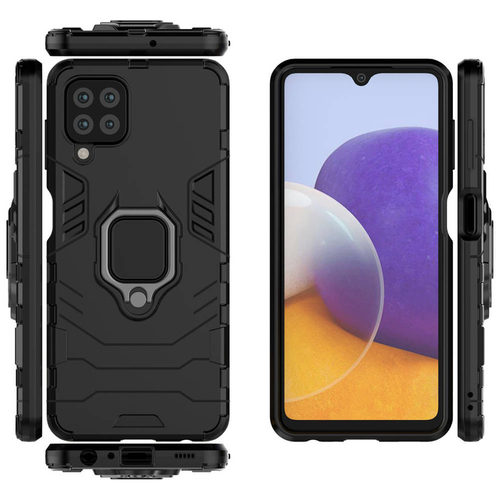 Kroužek Armor pancéřovaný hybridní pouzdro kryt + magnetic držák Samsung Galaxy A22 4G černý