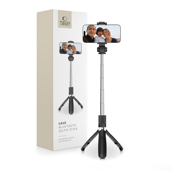 TECH-PROTECT L01S WIRELESS SELFIE STICK TRIPOD BLACK 
