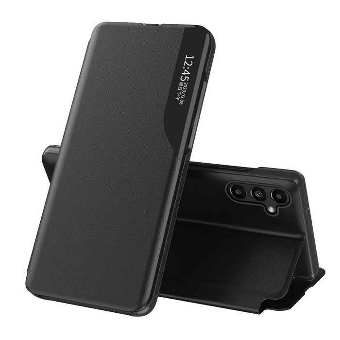 Etui Eco Leather View Case pour Samsung Galaxy A14 avec support rabattable noir
