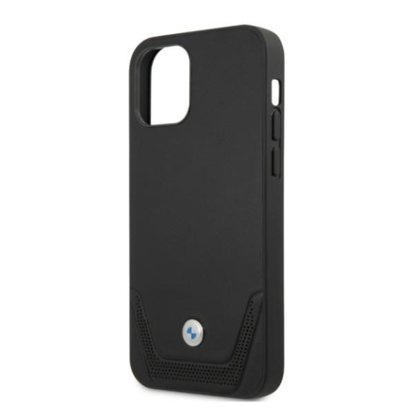 BMW Hülle Apple iPhone 12 Pro Max Leder Perforiert Schwarz Hardcase