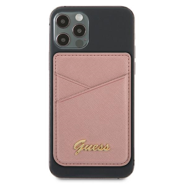 Guess Wallet Card Slot GUWMSSASLPI MagSafe Saffiano pink / pink
