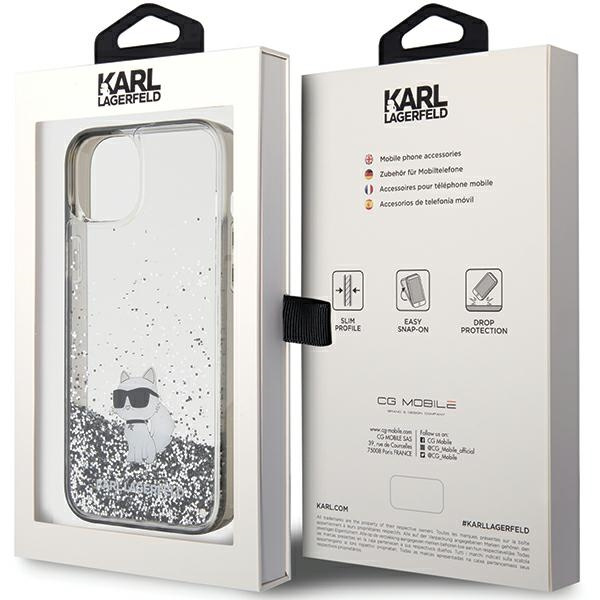 Karl Lagerfeld KLHCP15MLKCNSK iPhone 15 Plus 6,7" duro transparentecase Liquid Glitter Choupette