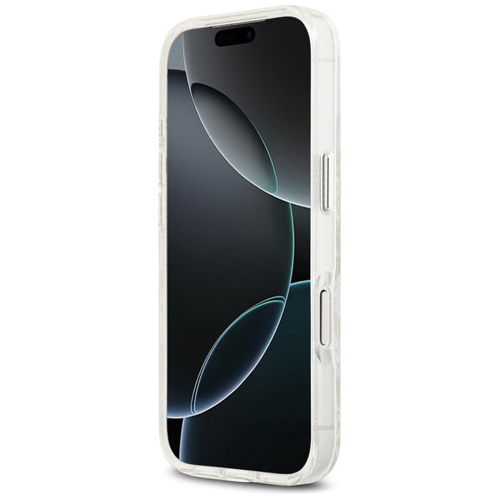 Etui Karl Lagerfeld IML Glitter Karl &   Choupette Heads Logo MagSafe do iPhone 17 Pro Max szary