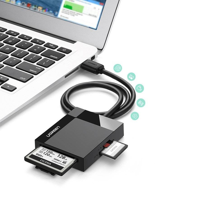 Lecteur de carte mémoire Ugreen USB 3.0 SD / micro SD / CF / MS noir (30231)