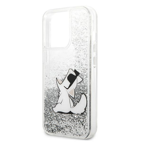 Hülle Karl Lagerfeld KLHCP13XGCFS Apple iPhone 13 Pro Max 6,7" silber/silberne Hartschale Liquid Glitter Choupette Fun