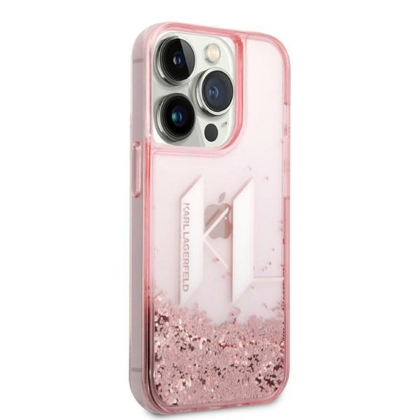 Karl Lagerfeld KLHCP14LLBKLCP iPhone 14 Pro 6.1" pink/pink hardcase Liquid Glitter Big KL
