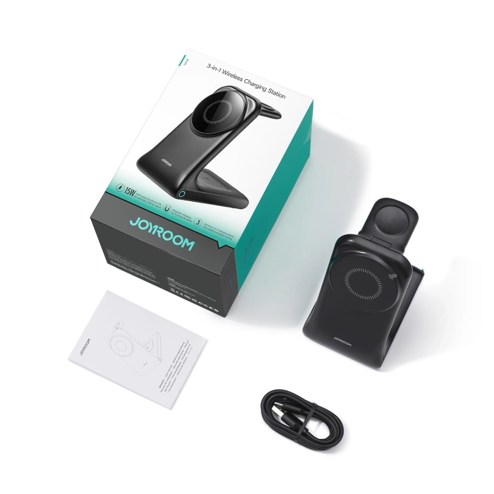Joyroom JR-W15 Wireless Charger 3 in 1 Charging Station with MagSafe - Black