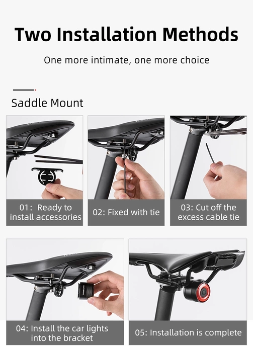 Rockbros Q3 rear bicycle lamp with intelligent stop system - black