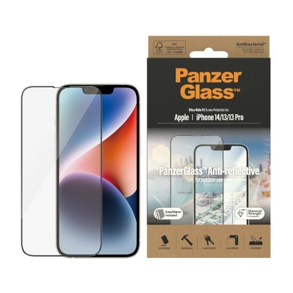 PanzerGlass Ultra-Wide Fit iPhone 14 / 13 Pro / 13 6.1" Screen Protection Anti-reflective Antibacterial Easy Aligner Included 2787