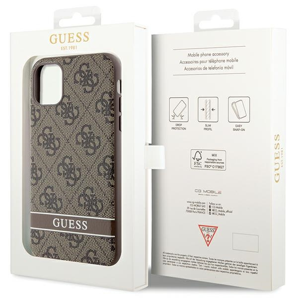 Guess GUHCN61P4SNW iPhone 11 / Xr brązowy/brown hardcase 4G Stripe
