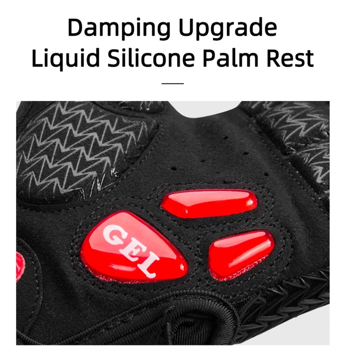 Rockbros S169BR L Fahrradhandschuhe mit Gel-Einsätzen – Schwarz und Rot