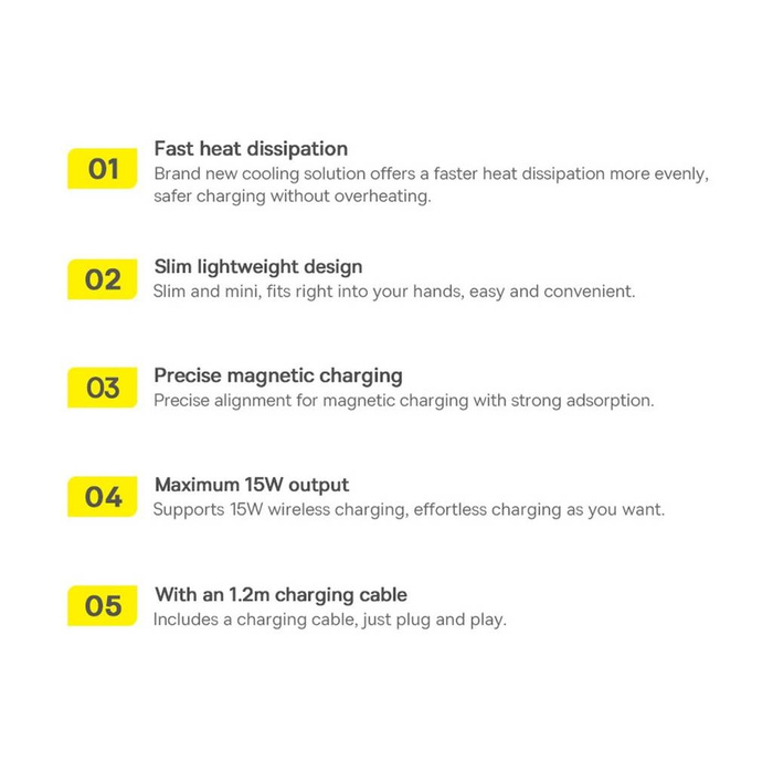 Chargeur magnétique Baseus Simple Mini3 MagSafe Qi 15W bleu