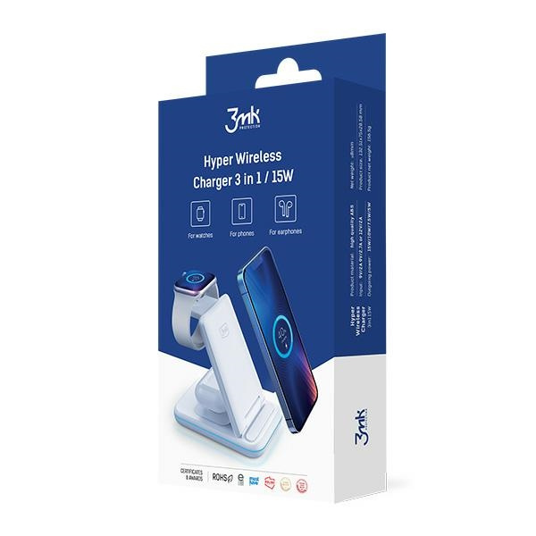 3mk Hyper Wireless Charger ladergerät induktives 3in1 15W Smartphone/Smartwatch/kopfhörer