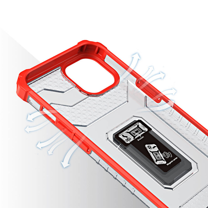 Anneau de cristal Case hybride blindé coque couverture + magnetic support iPhone 13 rouge