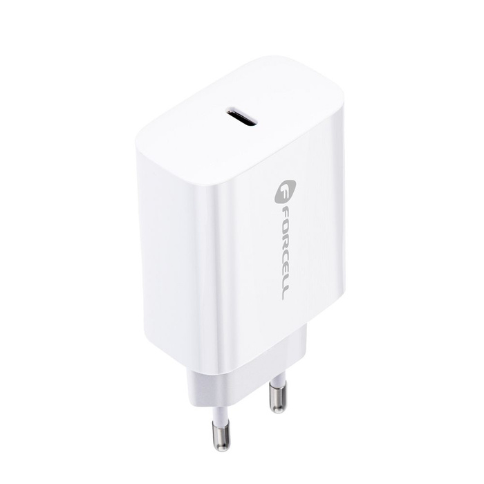 Ładowarka sieciowa do telefonu Forcell F-Energy USB C QC4.0 PD 3A 20W + kabel USB C do Lightning TFK-TC-20WPD biała