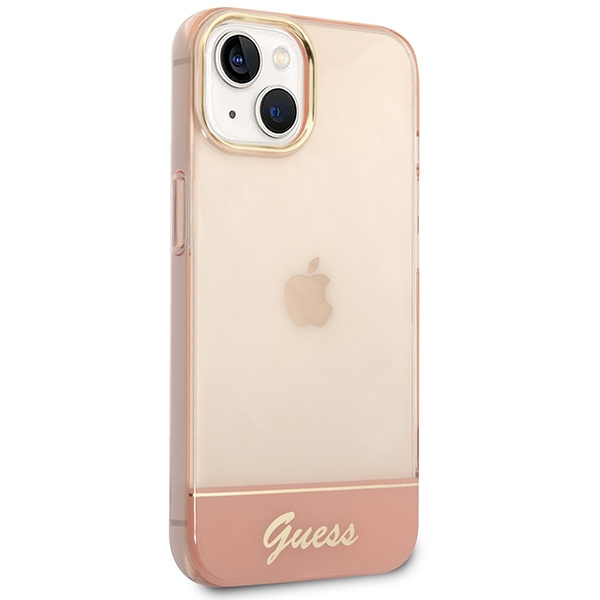 Case GUESS Apple iPhone 14 Translucent Pink Hardcase