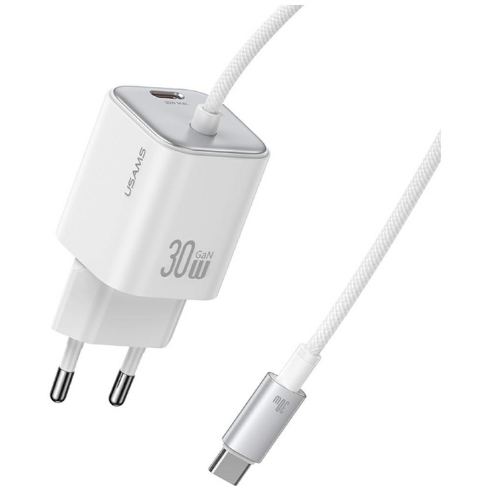 Ładowarka sieciowa USAMS JC Series CC264 30W GaN Mini Fast Charge 2xUSB-C biały