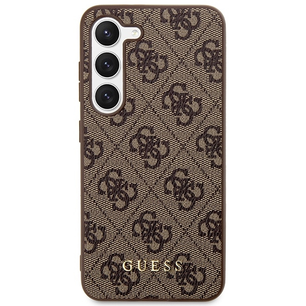 Funda Guess GUHCS23MG4GFBR S23 Plus S916 marrón/marrón duro case 4G Metal Logo Oro