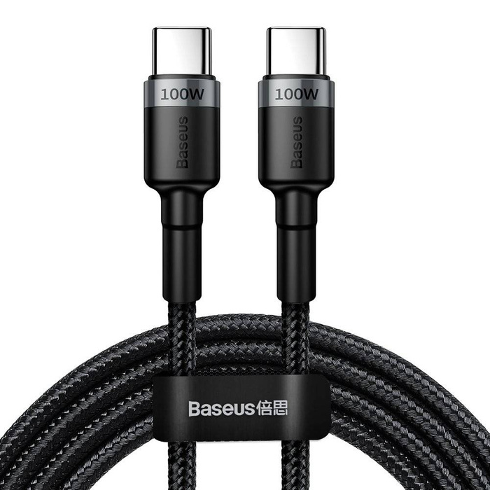 Baseus Cafule nylonový kabel USB Type C Power Delivery 2.0 100W 20V 5A 2m šedý (CATKLF-ALG1)