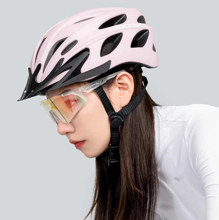 Rockbros Fahrradhelm mit Visier, abnehmbare UV-Brille, abnehmbares Visier, Unisex – Rosa