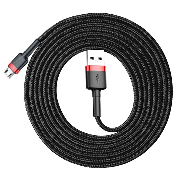 Baseus Cafule Kabel strapazierfähiges Nylonkabel USB / Micro USB QC3.0 1.5A 2M schwarz-rot (CAMKLF-C91)