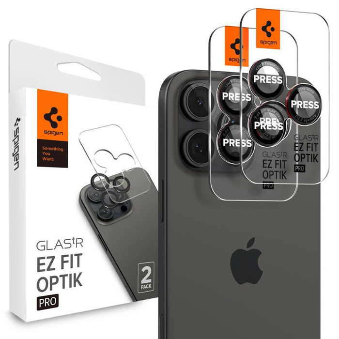 SPIGEN OPTIK PRO L-SERIES GLAS.TR "EZ FIT" KAMERASCHUTZ 2-PACK IPHONE IPHONE 14 PRO / 14 PRO MAX / 15 PRO / 15 PRO MAX / 16 PRO / 16 PRO MAX / 17 PRO / 17 PRO MAX SCHWARZ