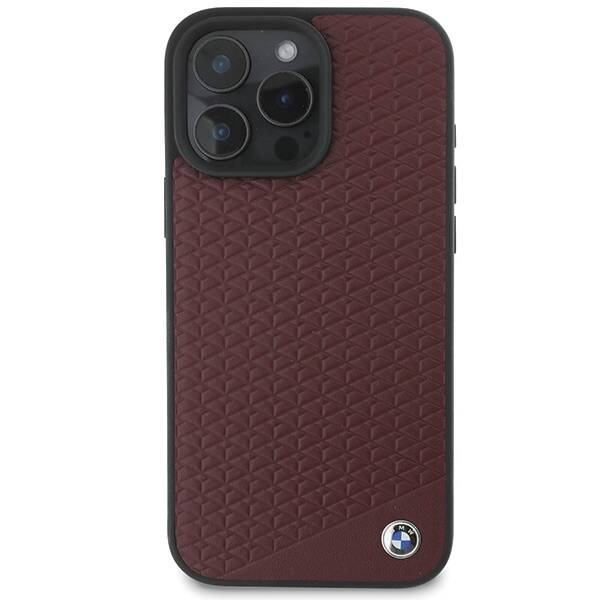 Cover BMW iPhone 16 Pro Max 6,9" rosso/rosso durocase Segno Pelle Diamante Metallo Logo MagSafe