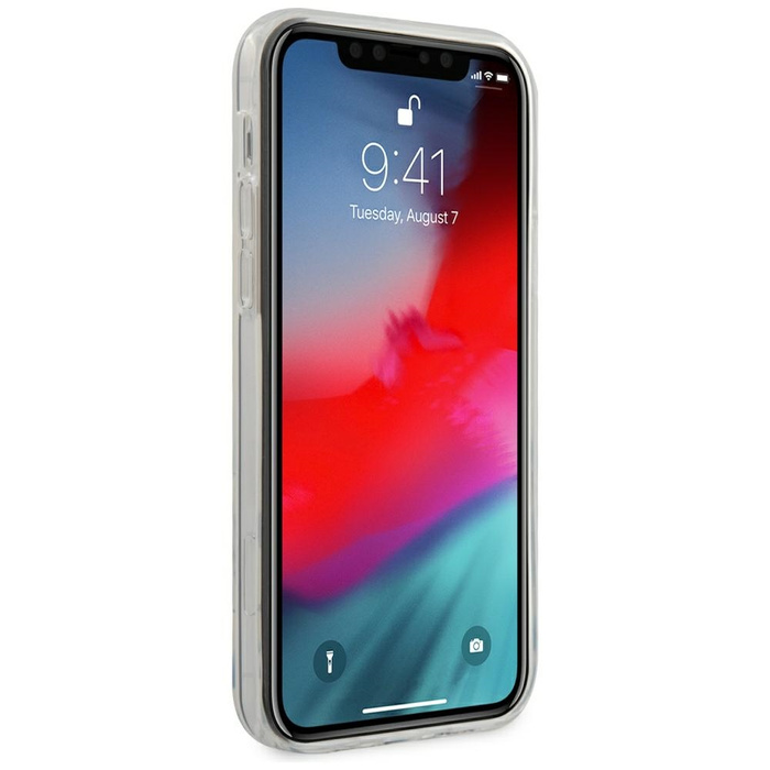 Pouzdro GUESS Apple iPhone 12 Pro Max 6.7 Gold Chain Collection GUHCP12LPCUCHWH Bílé pevné pouzdro