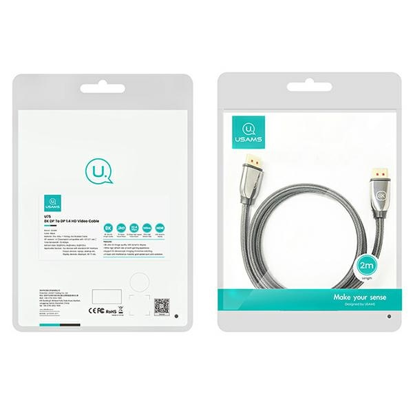 Cable USAMS DP - DP 1.4 HD U75 2.0m negro / negro 8K HD SJ532DP01 (US-SJ532)