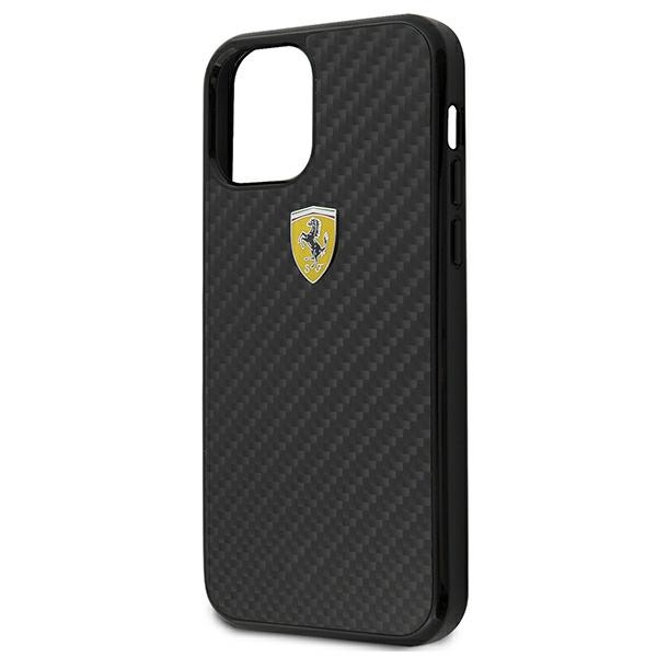 Cover Ferrari Apple iPhone 12 Mini in pista vera custodia in carbonio nero
