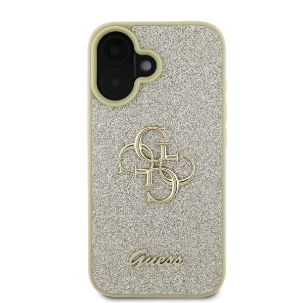 Etui Guess iPhone 16 6,1" złoty/gold HC Fixed Glitter Big 4G