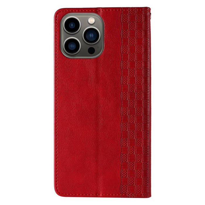 Magnet Strap Case Case for iPhone 14 Pro Max Flip Wallet Mini Lanyard Stand Red
