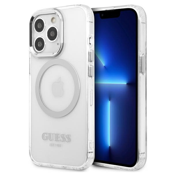 Case GUESS Apple iPhone 13 Pro Max Metal Outline MagSafe Silver Hardcase