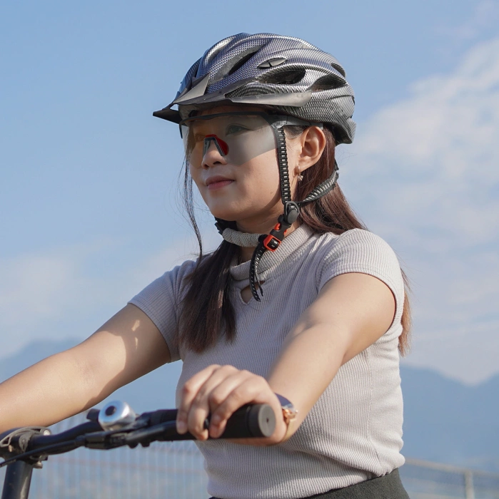 Rockbros Polarisierte Radbrille mit UV-Schutz und Korrektureinsatz - Grau