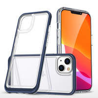 Funda transparente 3 en 1 para iPhone 14 funda de silicona con marco azul