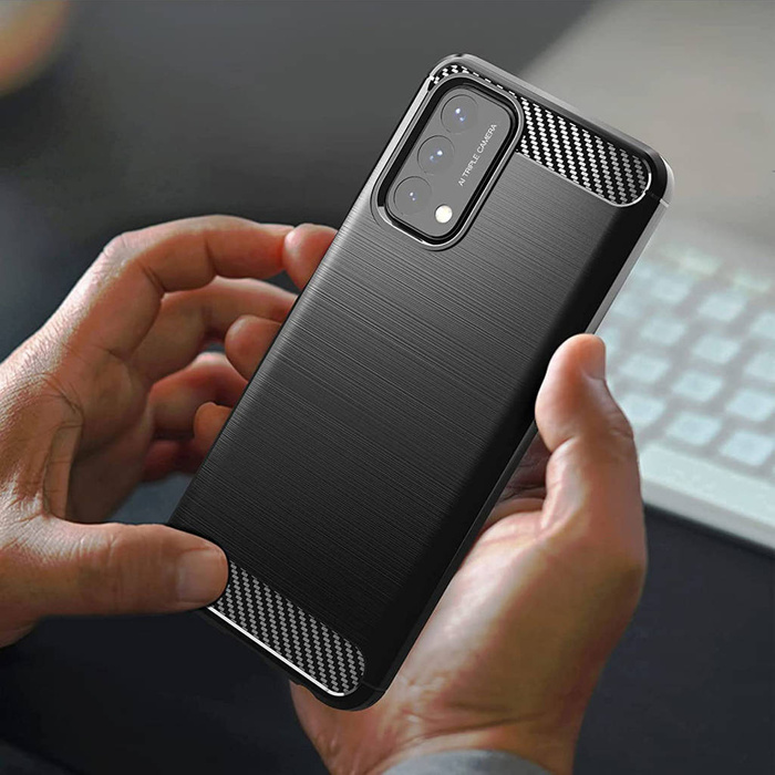 Carbon Case flexible hülle Abdeckung OnePlus Nord N200 5G schwarz