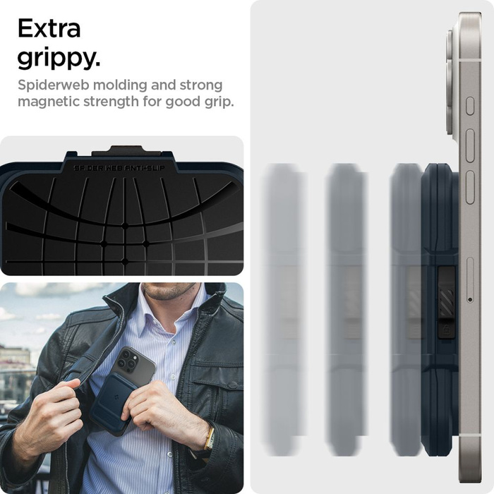 WALLET MagASEF Spigen LOCK FIT UNIVERSAL CARD HOLDER NAVY BLUE