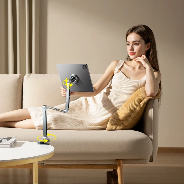 Uchwyt magnetyczny Wozinsky WTY0YS1 obrotowy 360° solidny na telefon tablet - szary