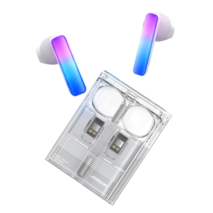 Cuffie wireless TWS Joyroom JR-TC1 IceLens Series con luci LED - bianche