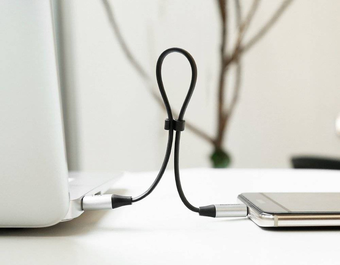 Câble plat Baseus Nimble Câble USB / USB-C avec support 2A 0.23M noir (CATMBJ-01)