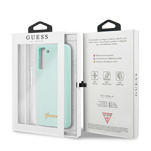 Case GUESS Samsung Galaxy S21 Plus Silicone Script Metal Logo GUHCS21MLSLMGLB Blue Hardcase
