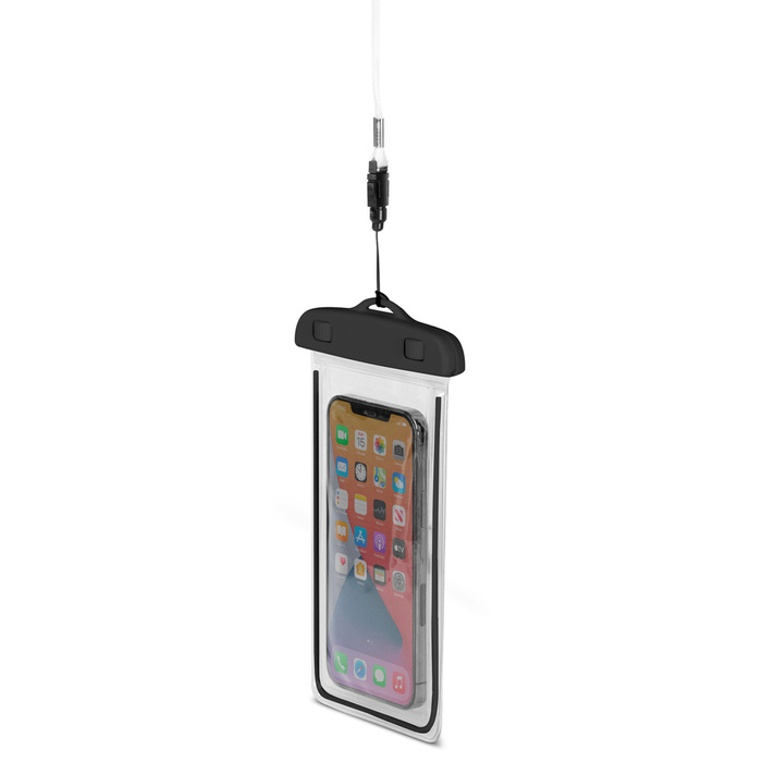 Étui de téléphone étanche en PVC avec cordon - noir