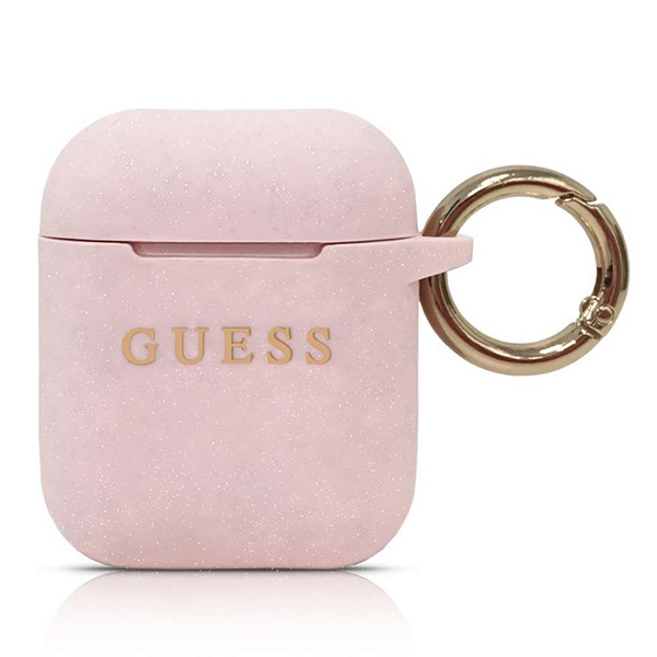 Coque GUESS Apple Étui en silicone pour AirPods Rose vif