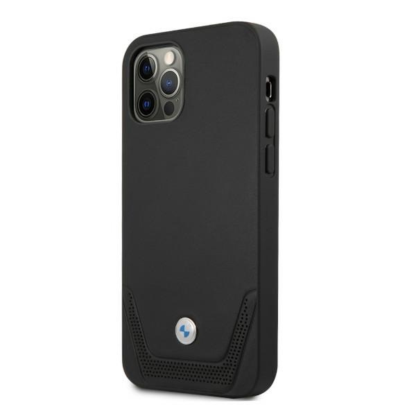 Cover BMW Apple iPhone 12 12 Pro Leather Perforate Black Hardcase
