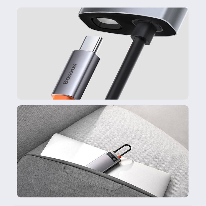 Baseus Metal Gleam Series multifunkční USB HUB 5v1 USB Type C PD 100W HDMI šedý (WKWG020013)