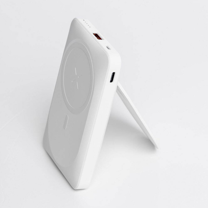 Powerbank zgodny z MagSafe Forcell F-Energy MagStand F10K2 QC3.0 PD 5A 20W 10000 mAh biały