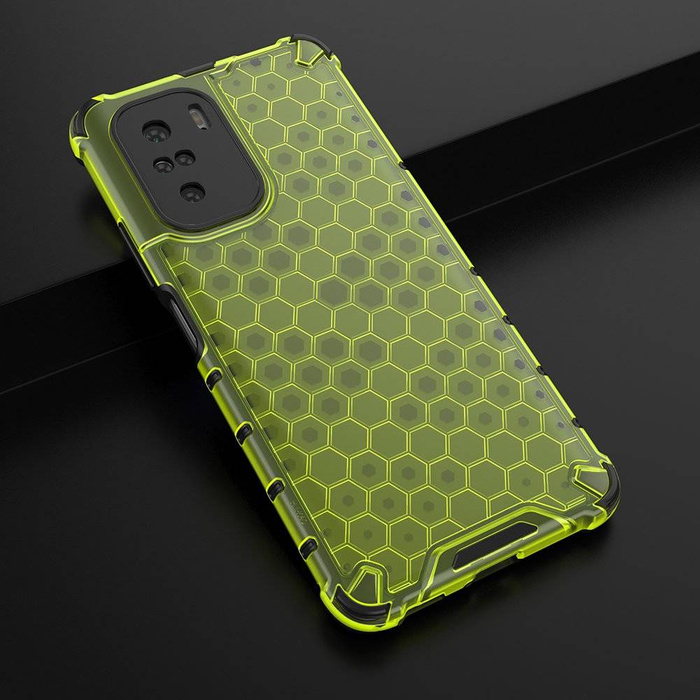 Custodia per armatura a nido d&#39;ape con paraurti in TPU per Xiaomi Redmi K40 Pro+ / K40 Pro / K40 / Poco F3 verde