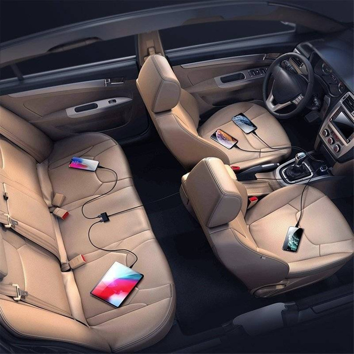 Joyroom Auto-Schnellladegerät 5x USB 6.2 A mit Verlängerungskabel schwarz (JR-CL03)